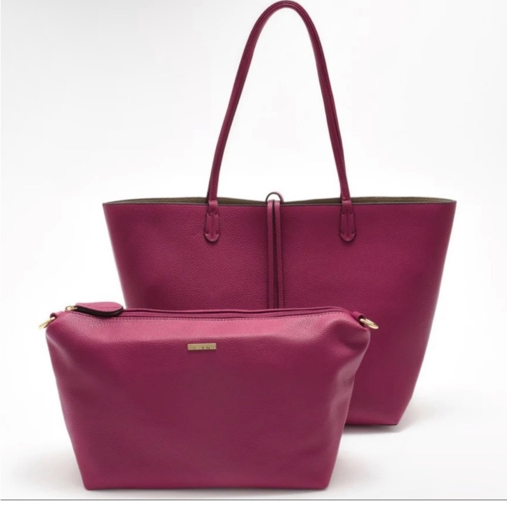 Anthropologie Reversible Remi & Reid Departure Tote in Oxblood and Taupe NWT.